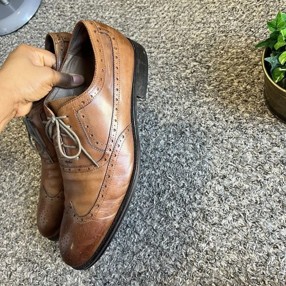 Johnston & Murphy Shoes Tyndall Wingtip Oxford Shoe Brown Leather Men’s 13 M